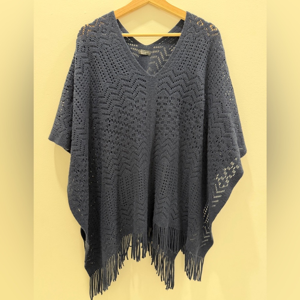 Navy Knit Women's Poncho